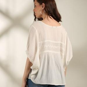 Women Relaxed Fit Square-Neck Peplum Top