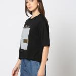 Women Printed Cotton Boxy Fit Round-Neck T-Shirt