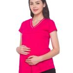 Solid V Neck Maternity Top