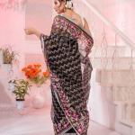 Floral Embroidered Saree with Tassels