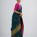 Floral Woven Saree with Tassels 