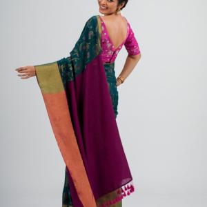 Floral Woven Saree with Tassels 