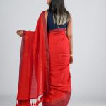 Floral Woven Cotton Saree with Tassels 