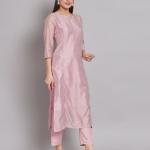 Floral Woven Straight Kurta with Pants & Dupatta