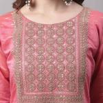 Women Embroidered Flared Kurta Pants & Dupatta Set