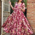 Women Floral Print No Darts Angrakha Kurta