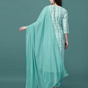 Women Printed Straight Kurta with Pants & Dupatta Set