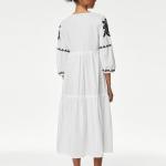 Embroidered Tiered Cotton Beach Dress