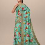 Women Floral Print Saree with Contrast Border