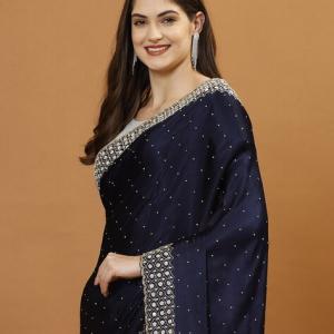 Women Embellished Chinon Saree 