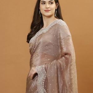 Women Embellished Organza Saree