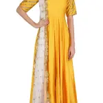 Aastha Jain Yellow And Gold Floral Gota Patti Embroidered Anarkali Set for Women at Lovel