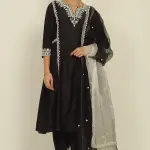 Buy Aastha Jain Black Embroidered Kurta Set For Women Available online at ScrollnShops Black / 5XL