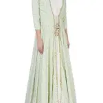 Aastha Jain - Women Green Wide Neck Tiered Tunic With Jacket| Kanika's| Reception