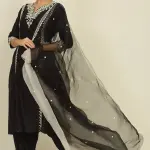 Buy Aastha Jain Black Embroidered Kurta Set For Women Available online at ScrollnShops Black / 5XL