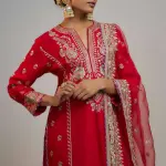 ANKON | Bhumika Vaid | Red Amaya Sequin Adorned Kurta Set | ANKON