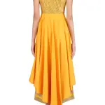 Aastha Jain Yellow And Gold Floral Gota Patti Embroidered Front Slit Anarkali Set for Women at Lovel