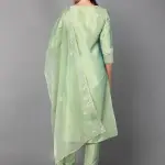 Anouk Green Ethnic Motifs Embroidered Sequinned Straight Kurta with Trousers & Dupatta (XL) by SANKAN