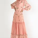 Eesha Mahajan Blush Pink Printed Tiered Dress for Women at Lovel