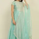 Aastha Jain - Women Blue Chanderi Embroidery Dori Round Anarkali Palazzo Set| Kanika's| Sangeet