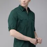 Roadster Men Green Regular Fit Solid Casual Sustainable Shirt (42) by SANKAN