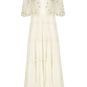 Aastha Jain Off White Maxi Dress And Embroidered Short Cape Set for Women at Lovel