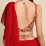 Buy Aastha Jain Embroidered Ruffle Saree Set For Women Available online at Scrollnshops M / Red