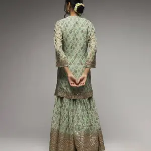 Bhumika Vaid Turquoise Nusrat Sharara with Kurta and Dupatta