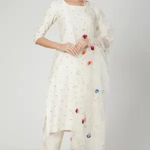 Aastha Jain White Embroidered Kurta Set for Women at Lovel