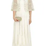 Aastha Jain Off White Maxi Dress And Embroidered Short Cape Set for Women at Lovel