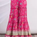 Bhumika Vaid - Women Pink V Neck Floral Print Jacket And Sharara Set| Kanika's| Mehendi and Haldi