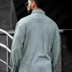 MANIAC Men Oversized Shirt with Flap Pockets For Men (Grey, XL)