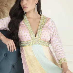 Buy Aastha Jain Multicolor Sequin Anarkali Set For Women Available online at ScrollnShops Pink / M