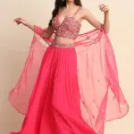 Buy Aastha Jain Embroidered Cape Set For Women Available online at Scrollnshops 6XL / Pink