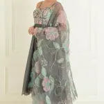 Buy Aastha Jain Floral Embroidered Anarkali Set For Women Available online at ScrollnShops Grey / 6XL