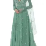 Eesha Mahajan - Women Green Georgette V Neck Embroidered Kurta Set| Kanika's| Sangeet,Wedding