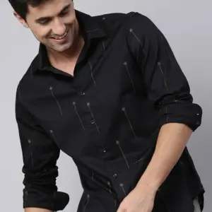 U Turn Men Printed Casual Black Shirt