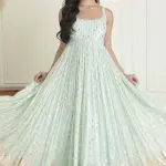 Buy Aastha Jain Powder Blue Sequin Anarkali Set For Women Available online at ScrollnShops Blue / M