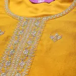 Libas Yellow Embellished Silk Straight Kurta