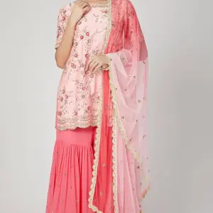 Buy Aastha Jain Embroidered Sharara Set For Women Available online at Scrollnshops S / Pink