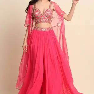 Buy Aastha Jain Embroidered Cape Set For Women Available online at Scrollnshops 6XL / Pink