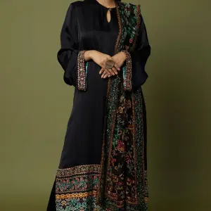 Eesha Mahajan Black Shantoon Embroidered Kurta Set for Women at Lovel