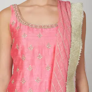 Buy Aastha Jain Embroidered Sharara Set For Women Available online at Scrollnshops M / Pink