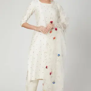 Buy Aastha Jain Embroidered Kurta Set For Women Available online at Scrollnshops XS / White