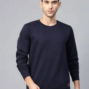 Roadster Men Navy Blue Solid Sweatshirt (S) by SANKAN