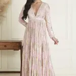 Buy Aastha Jain Pink Embroidered Anarkali Set For Women Available online at ScrollnShops Pink / S