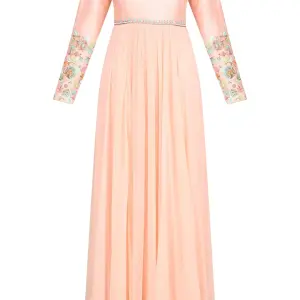 Aastha Jain Peach And Blue Embroidered Anarkali Set for Women at Lovel