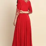 Buy Aastha Jain Sequins Front Open Kurta Set For Women Available online at Scrollnshops XL / Red