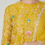 Aastha Jain Mustard Embroidered Kurta Set for Women at Lovel