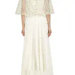 Aastha Jain Off White Maxi Dress And Embroidered Short Cape Set for Women at Lovel